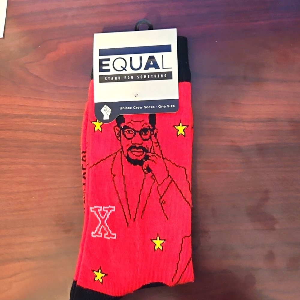 NWT Malcolm X Socks Equal  Stand for Something Unisex Crew One Size